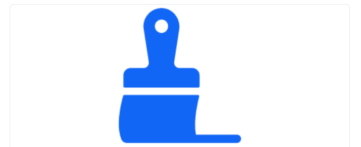 Blue icon of a paintbrush with a hole in the handle, depicted on a white background.